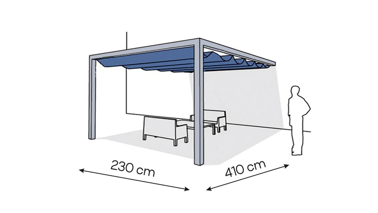pergola _aluminiowa_przyscienna1_mala_230x410_s Pergola aluminiowa PS1 230 x 410 cm Srebrny