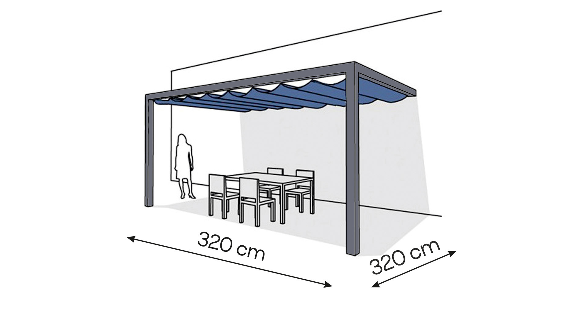 pergola _aluminiowa_przyscienna2_mala_320x320_a Pergola aluminiowa PS2 320 x 320 cm - Antracyt - obrazek 1