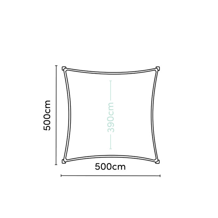 Żagiel wodoodporny – kwadrat 5 x 5 m kolor Szary - obrazek 3
