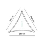 Żagiel przeciwsłoneczny – trójkąt 3,6 x 3,6 x 3,6 m kolor Antracyt - obrazek 4