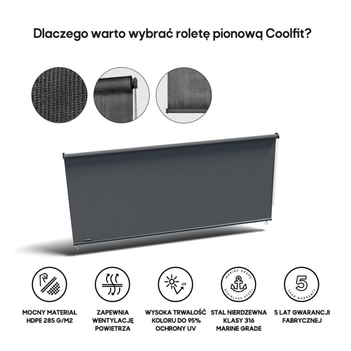 Roleta pionowa 1,48 x 2,4 m kolor Antracyt - obrazek 3