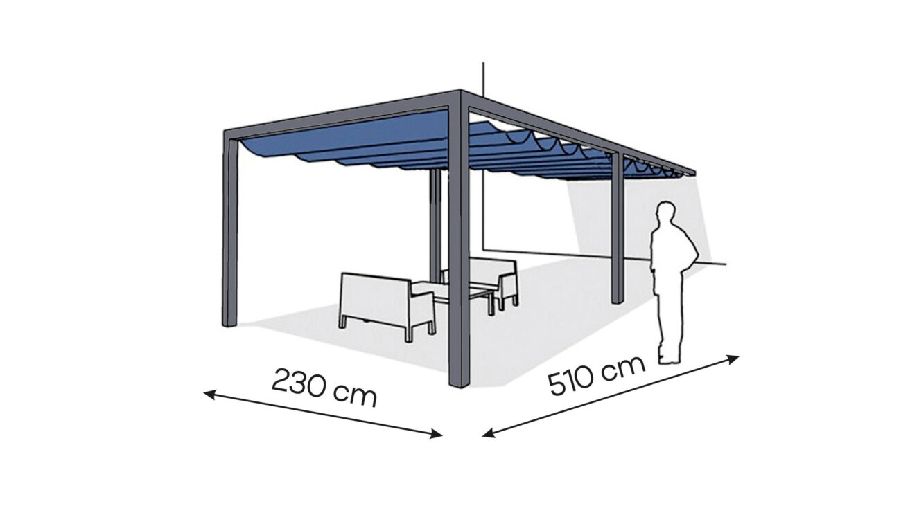 Pergola aluminiowa PS1 230 x 510 cm Antracyt