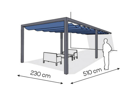 Pergola aluminiowa PS1 230 x 510 cm  Antracyt