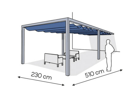 Pergola aluminiowa PS1 230 x 510 cm  Srebrny