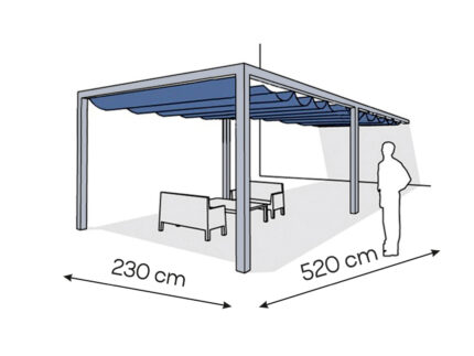 Pergola aluminiowa PS1 230 x 520 cm - Srebrny