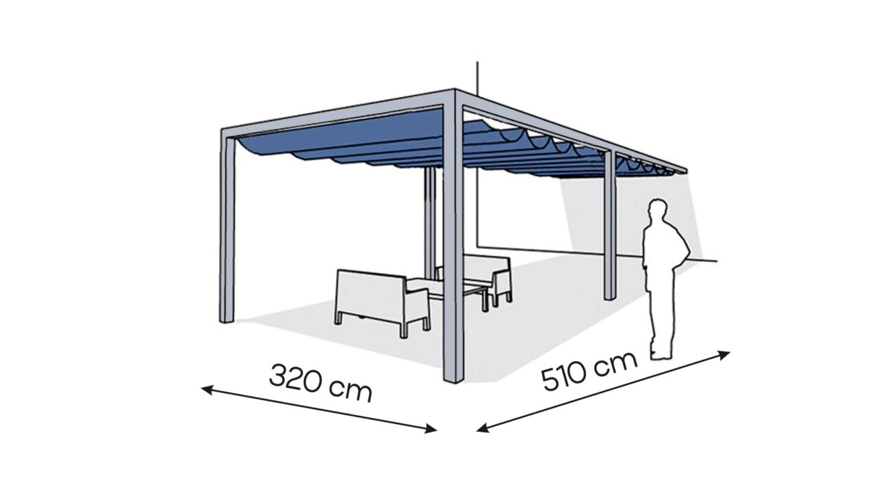 Pergola aluminiowa PS1 320 x 510 cm Srebrny