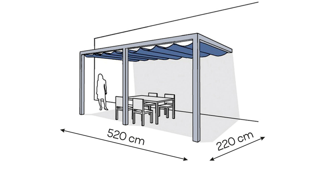 Pergola aluminiowa PS2 220 x 520 cm Srebrny