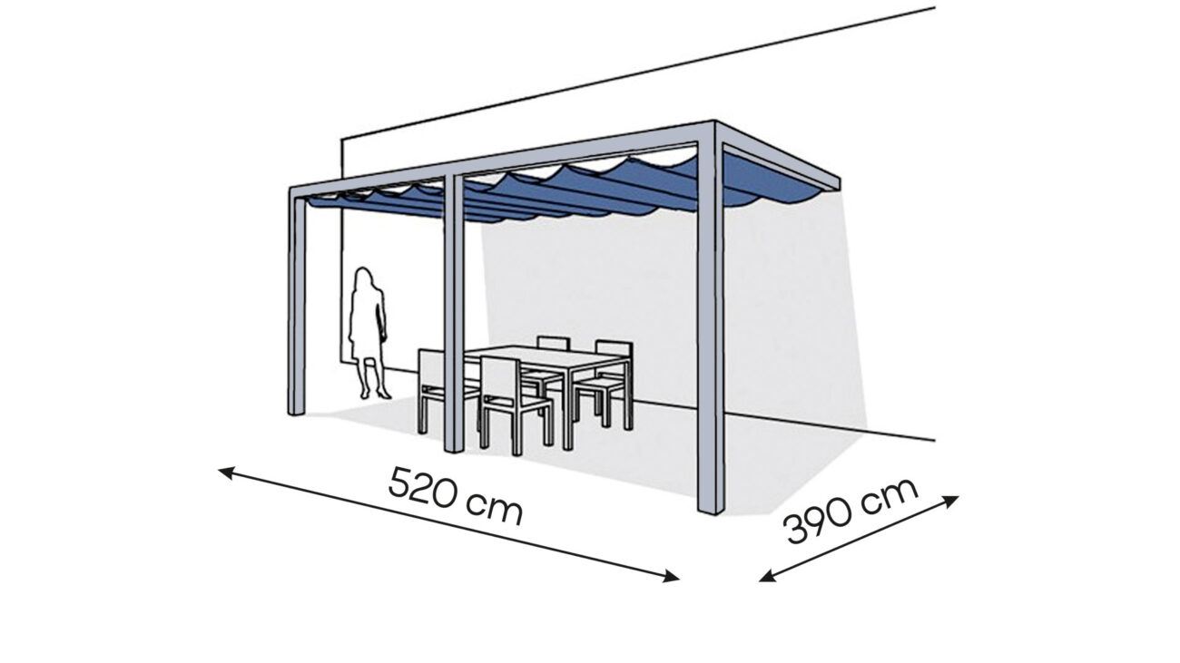 Pergola aluminiowa PS2 390 x 520 cm Srebrny