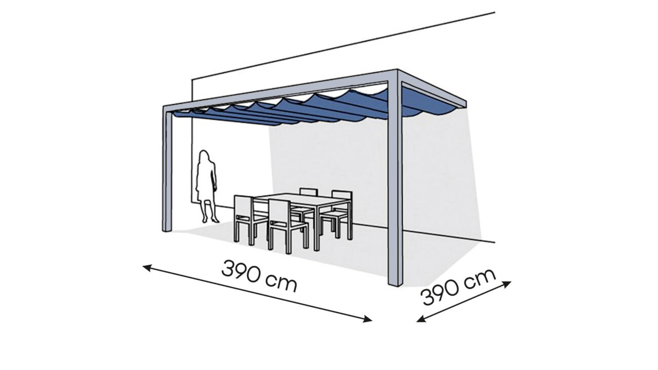 Pergola aluminiowa PS2 390 x 390 cm Srebrny