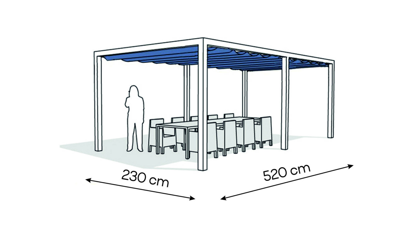 Pergola aluminiowa PW 230 x 520 cm Bialy