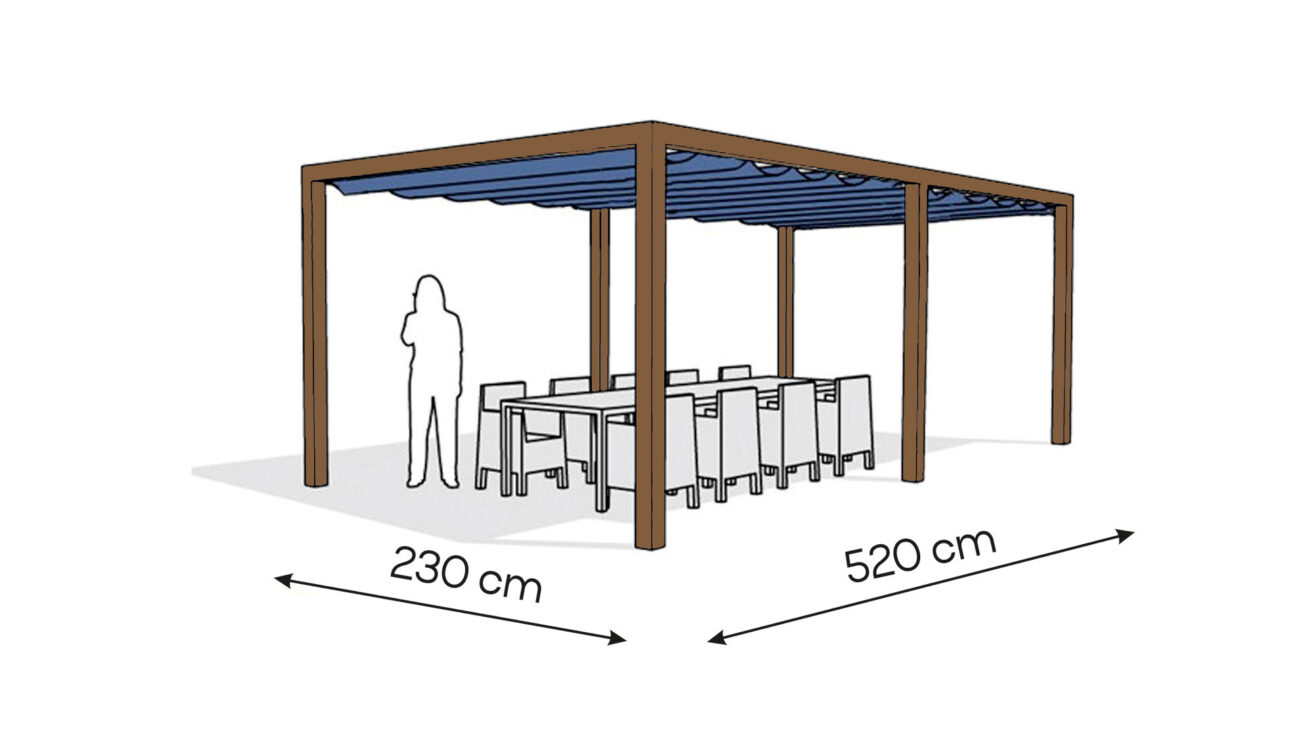 Pergola aluminiowa PW 230 x 520 cm Zamowienie indywidualne