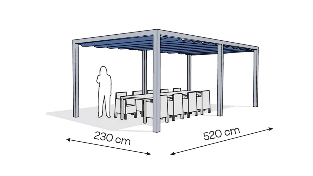 Pergola aluminiowa PW 230 x 520 cm Srebrny