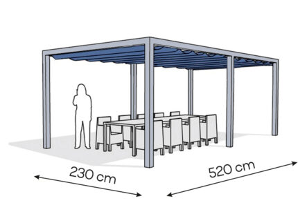 Pergola aluminiowa PW 230 x 520 cm  Srebrny