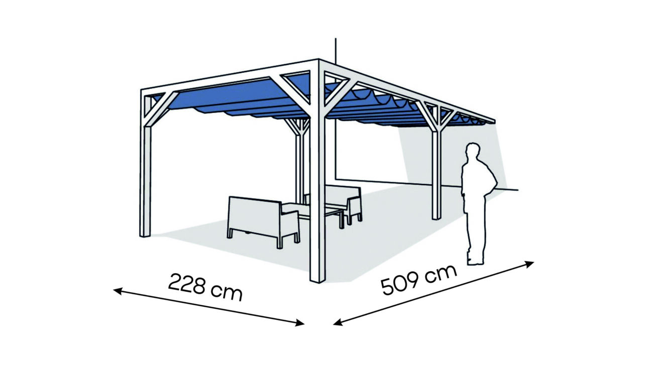 Pergola PS1 drewno lakierowane 228 x 509 cm biale