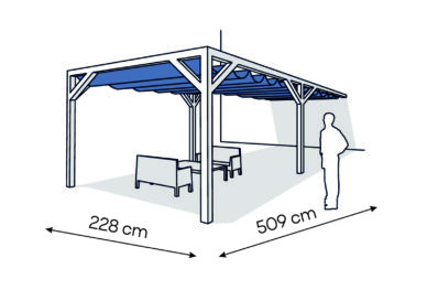 Pergola  PS1 drewno lakierowane 228 x 509 cm  biale
