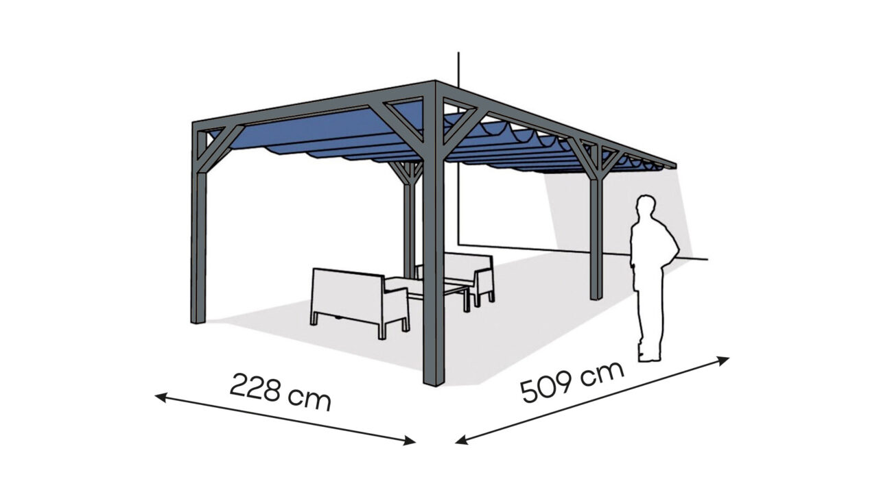 Pergola PS1 drewno lakierowane 228 x 509 cm antracyt