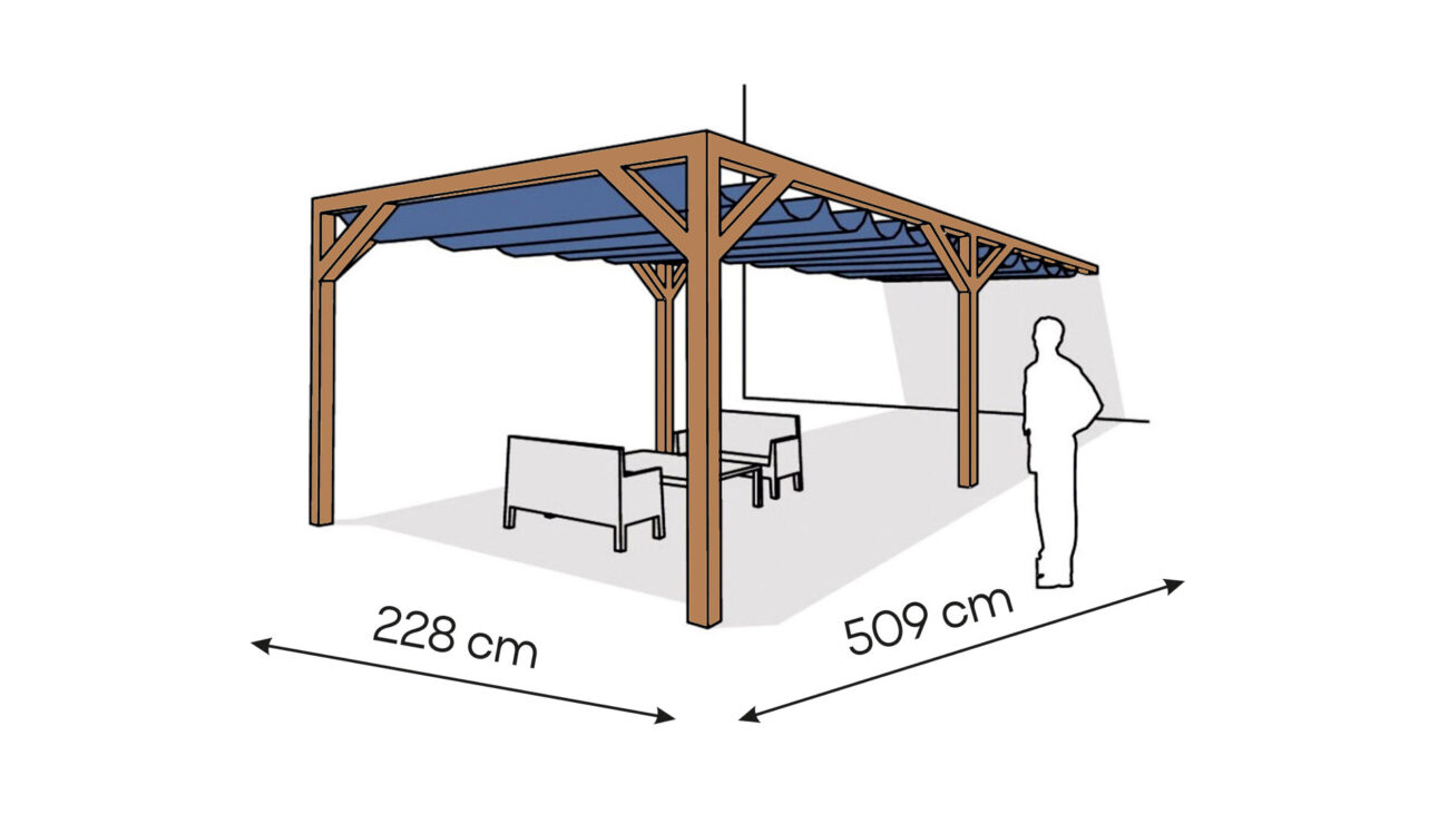 Pergola PS1 drewno lakierowane 228 x 509 cm bursztyn