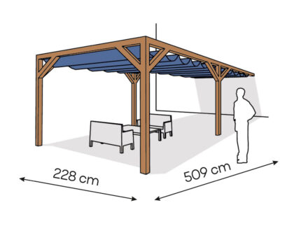 Pergola  PS1 drewno lakierowane 228 x 509 cm  bursztyn