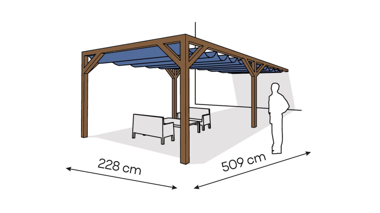 Pergola PS1 drewno lakierowane 228 x 509 cm ciemny orzech