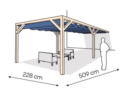 Pergola  PS1 drewno surowe 228 x 509 cm