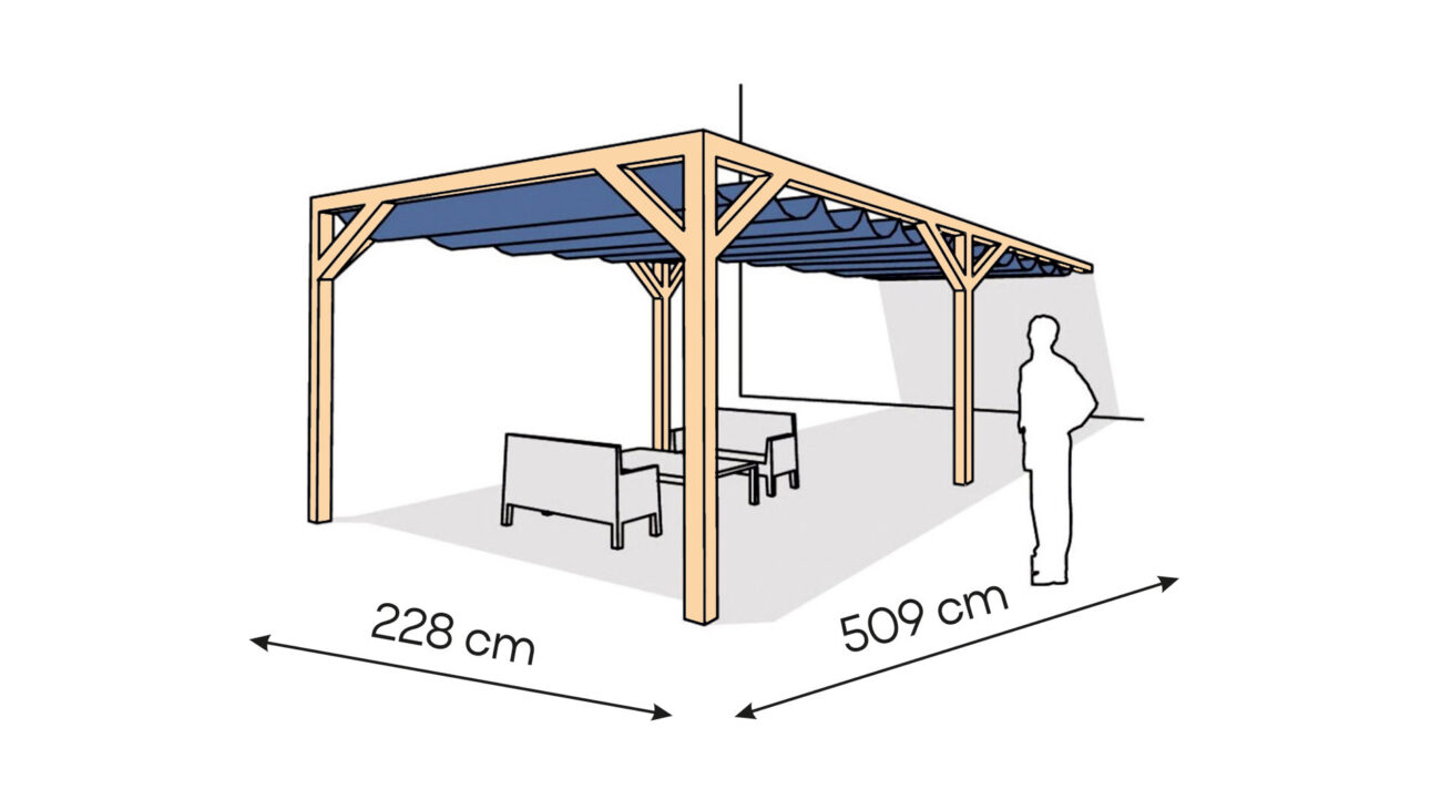 Pergola PS1 drewno lakierowane 228 x 509 cm lakier bezbarwny