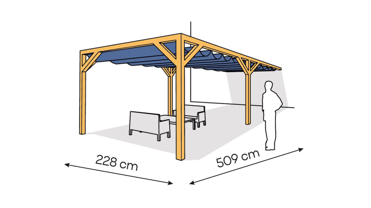 Pergola PS1 drewno lakierowane 228 x 509 cm sosna