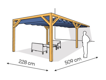 Pergola  PS1 drewno lakierowane 228 x 509 cm  sosna