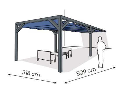 Pergola  PS1 drewno lakierowane 318 x 509 cm  antracyt