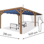 Pergola PS1 drewno lakierowane 318 x 509 cm bursztyn