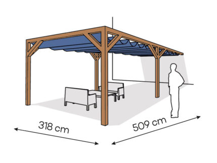 Pergola  PS1 drewno lakierowane 318 x 509 cm  bursztyn