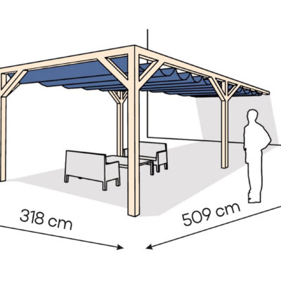 Pergola  PS1 drewno surowe 318 x 509 cm  surowe