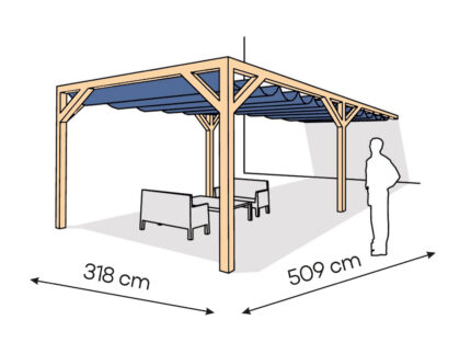 Pergola  PS1 drewno lakierowane 318 x 509 cm  lakier bezbarwny