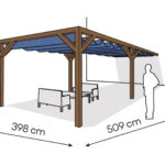 Pergola PS1 drewno lakierowane 398 x 509 cm ciemny orzech