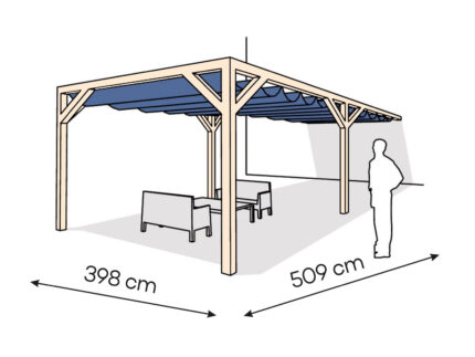 Pergola  PS1 drewno surowe 398 x 509 cm  surowe