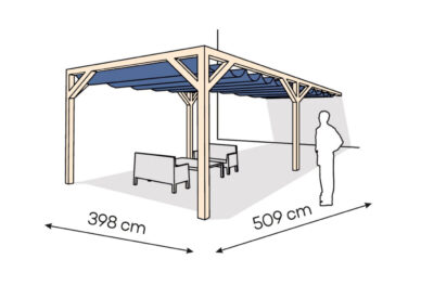 Pergola  PS1 drewno surowe 398 x 509 cm  surowe