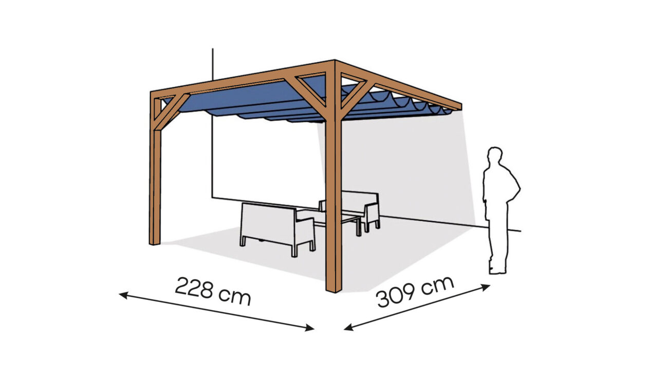 Pergola PS1 drewno lakierowane 228 x 309 cm bursztyn