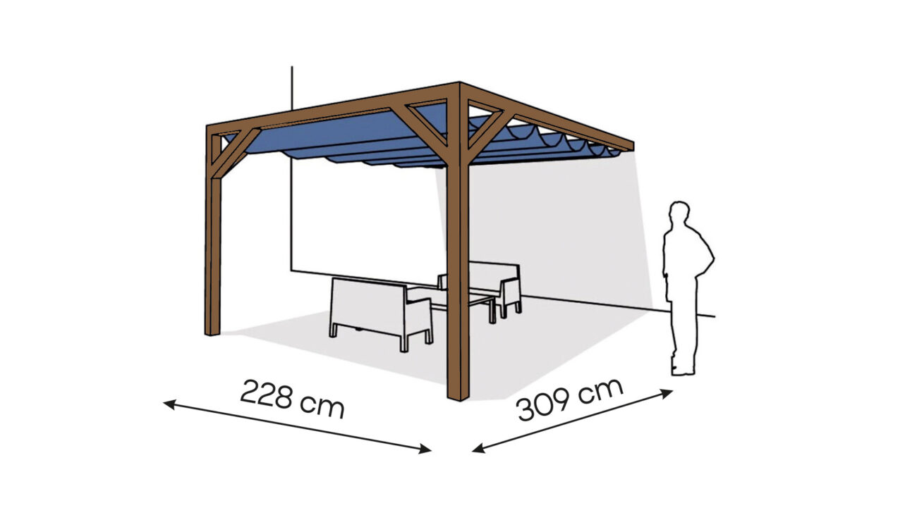 Pergola PS1 drewno lakierowane 228 x 309 cm ciemny orzech