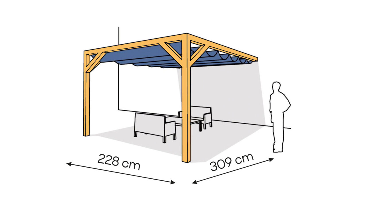 Pergola PS1 drewno lakierowane 228 x 309 cm sosna