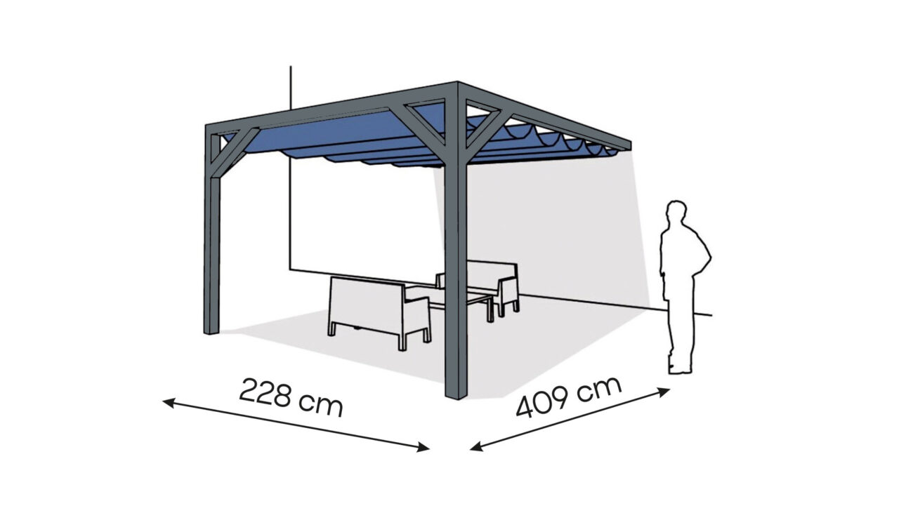 Pergola PS1 drewno lakierowane 228 x 409 cm antracyt