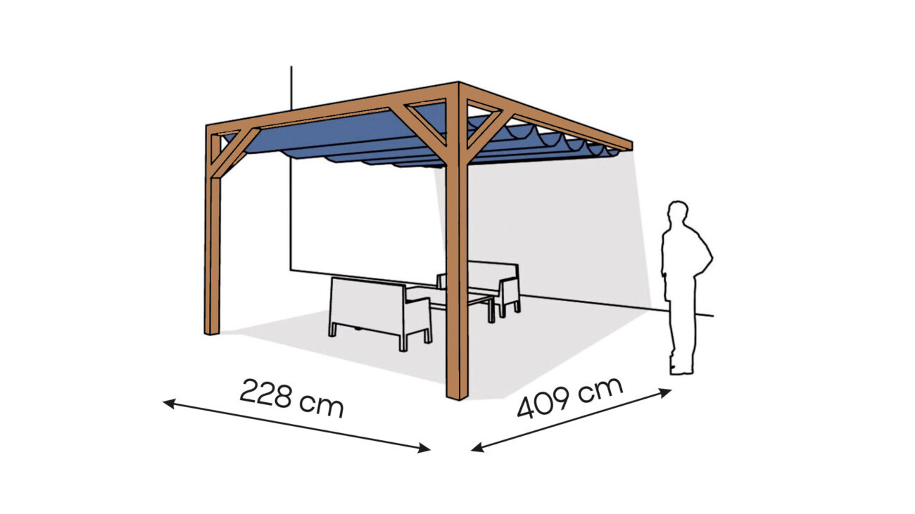 Pergola PS1 drewno lakierowane 228 x 409 cm bursztyn