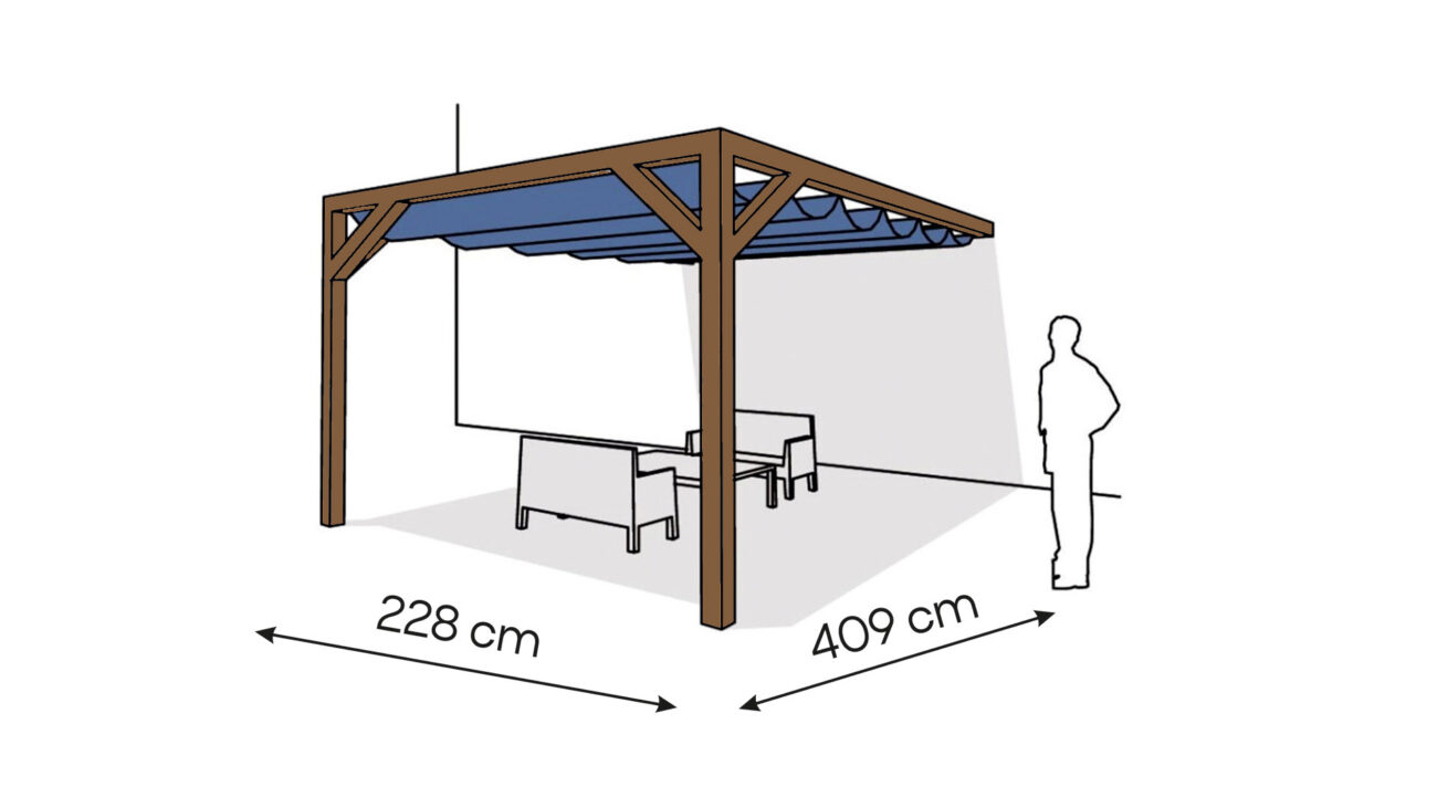 Pergola PS1 drewno lakierowane 228 x 409 cm ciemny orzech