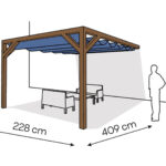 Pergola PS1 drewno lakierowane 228 x 409 cm ciemny orzech