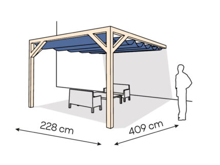 Pergola PS1 drewno surowe 228 x 409 cm