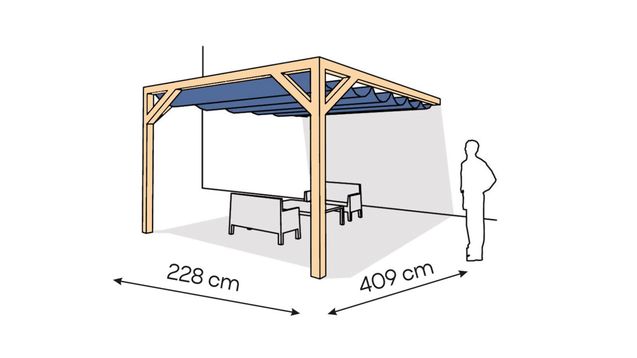 Pergola PS1 drewno lakierowane 228 x 409 cm lakier bezbarwny