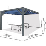 Pergola PS1 drewno lakierowane 318 x 309 cm antracyt