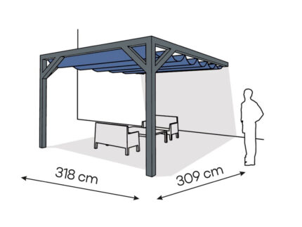 Pergola  PS1 drewno lakierowane 318 x 309 cm  antracyt