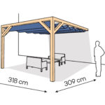Pergola PS1 drewno lakierowane 318 x 309 cm lakier bezbarwny