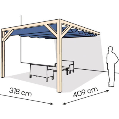 Pergola  PS1 drewno surowe 318 x 409 cm