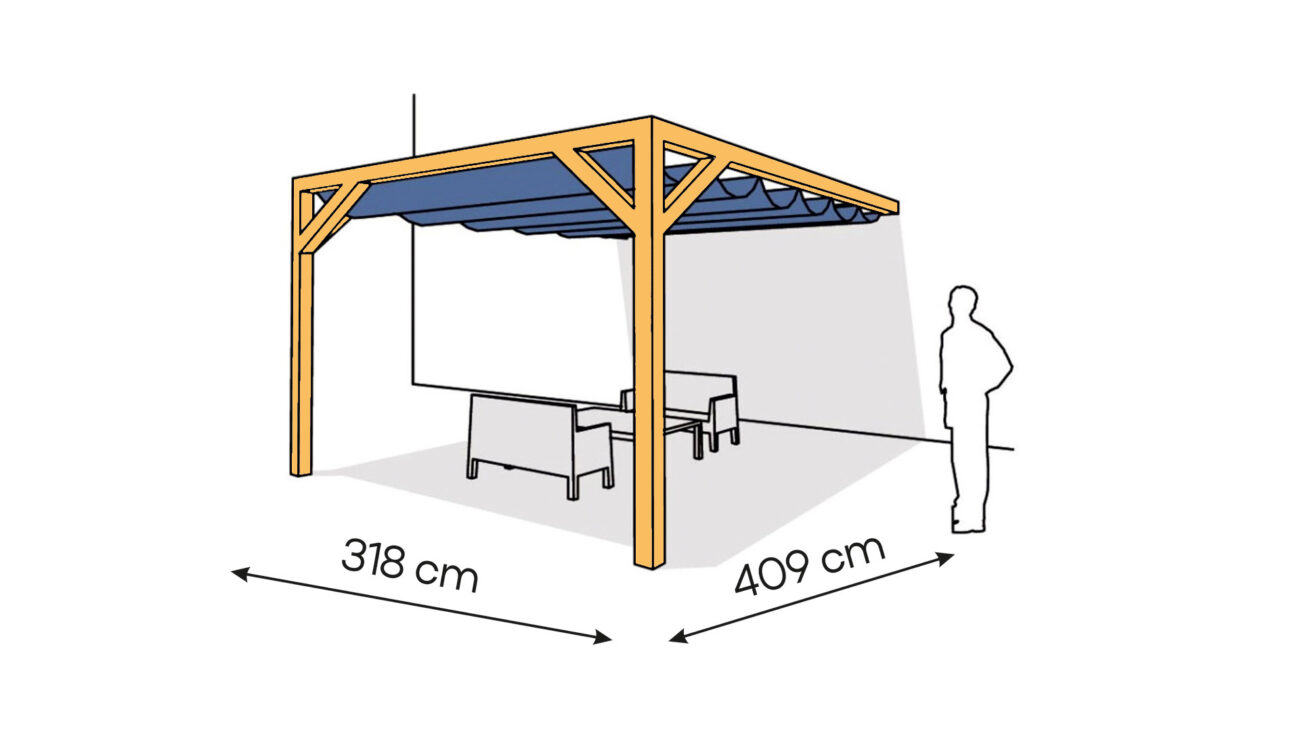 Pergola PS1 drewno lakierowane 318 x 409 cm sosna