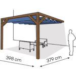 Pergola PS1 drewno lakierowane 398 x 379 cm ciemny orzech